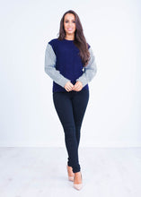Load image into Gallery viewer, Lulla Navy Jumper With Stripe Sleeves - The Walk in Wardrobe
