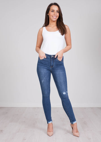 'Lydia' Distressed Wash Jeans - The Walk in Wardrobe