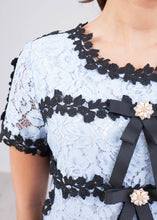 Load image into Gallery viewer, Marissa Blue &amp; Black Lace Dress - The Walk in Wardrobe