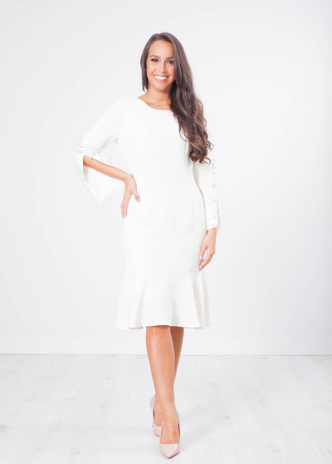 Marissa Pearl Cream Dress - The Walk in Wardrobe