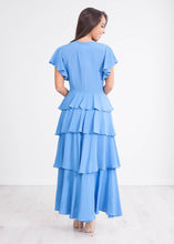 Load image into Gallery viewer, Martha Blue Ruffle Dress - The Walk in Wardrobe