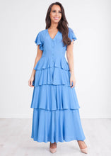 Load image into Gallery viewer, Martha Blue Ruffle Dress - The Walk in Wardrobe