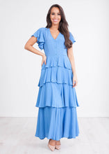 Load image into Gallery viewer, Martha Blue Ruffle Dress - The Walk in Wardrobe