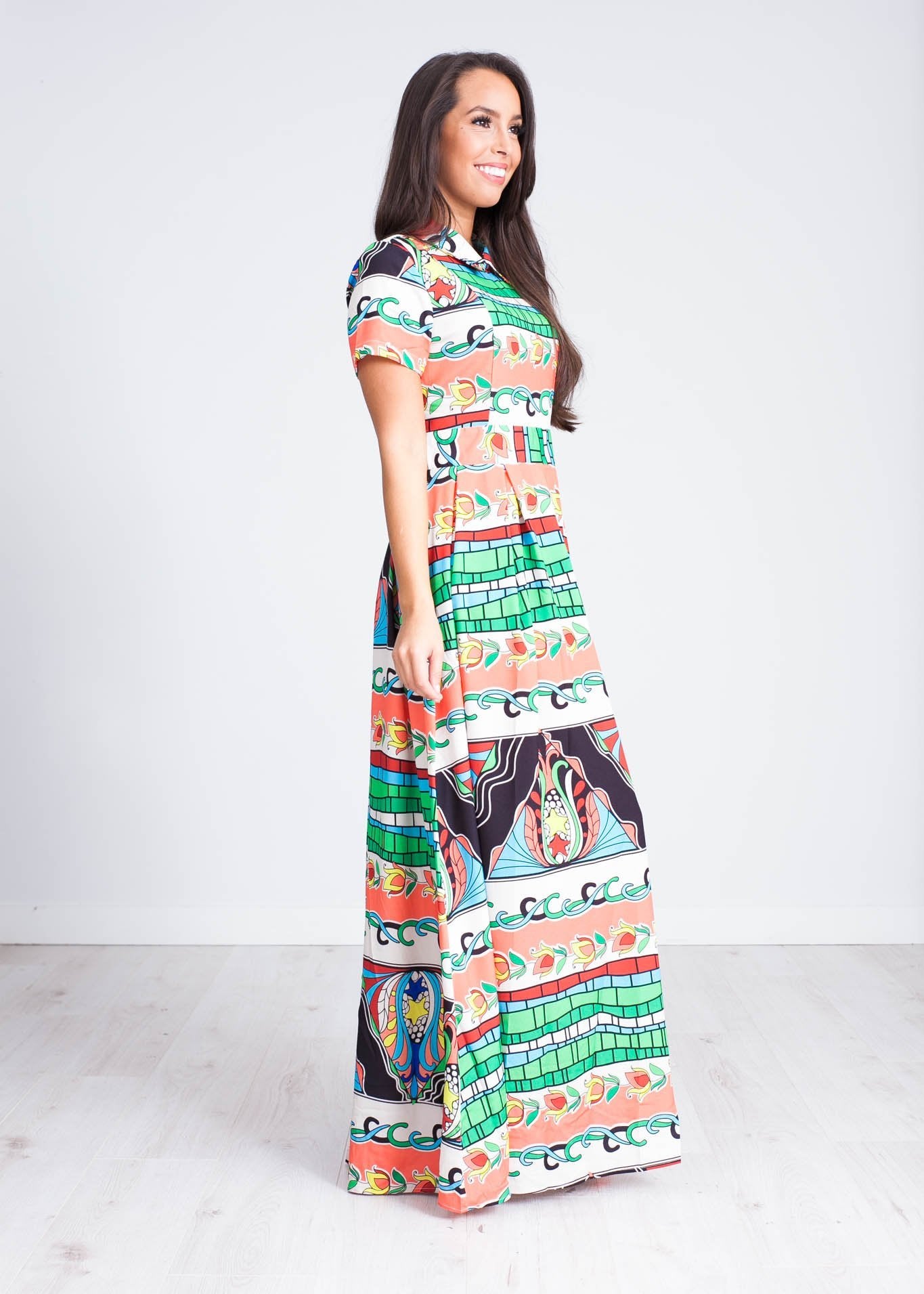Nancy Multi Print Maxi Dress - The Walk in Wardrobe
