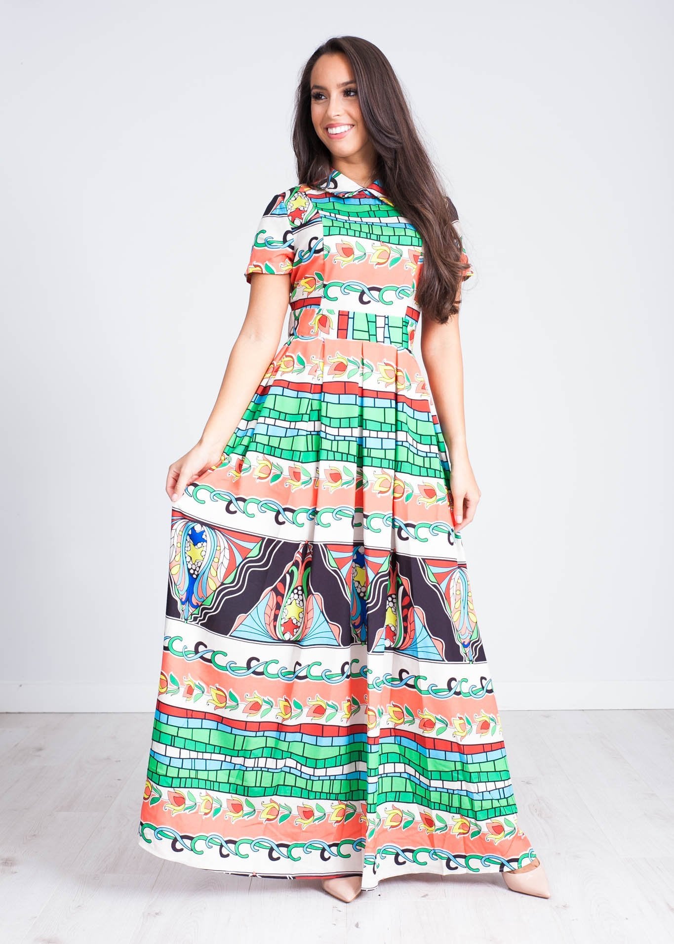 Nancy Multi Print Maxi Dress - The Walk in Wardrobe