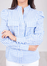 Load image into Gallery viewer, Nora Blue Gingham Top - The Walk in Wardrobe
