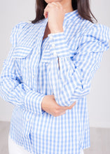 Load image into Gallery viewer, Nora Blue Gingham Top - The Walk in Wardrobe