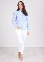 Load image into Gallery viewer, Nora Blue Gingham Top - The Walk in Wardrobe