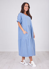 Load image into Gallery viewer, Nora Blue Oversized Midi Dress - The Walk in Wardrobe