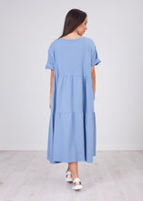 Load image into Gallery viewer, Nora Blue Oversized Midi Dress - The Walk in Wardrobe