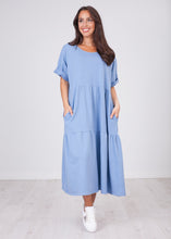Load image into Gallery viewer, Nora Blue Oversized Midi Dress - The Walk in Wardrobe