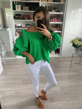 Load image into Gallery viewer, Nora Green Ruffle Blouse - The Walk in Wardrobe