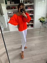 Load image into Gallery viewer, Nora Orange Ruffle Top - The Walk in Wardrobe