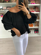 Load image into Gallery viewer, Nora Ruffle Black Blouse - The Walk in Wardrobe