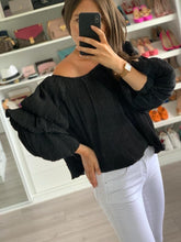 Load image into Gallery viewer, Nora Ruffle Black Blouse - The Walk in Wardrobe