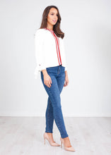 Load image into Gallery viewer, Perla White Stripe Cardigan - The Walk in Wardrobe