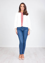 Load image into Gallery viewer, Perla White Stripe Cardigan - The Walk in Wardrobe