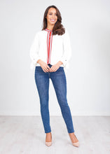 Load image into Gallery viewer, Perla White Stripe Cardigan - The Walk in Wardrobe