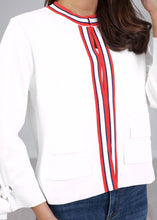 Load image into Gallery viewer, Perla White Stripe Cardigan - The Walk in Wardrobe