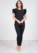 Load image into Gallery viewer, Rita Black Faux Feather Tee - The Walk in Wardrobe