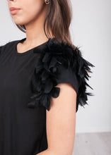 Load image into Gallery viewer, Rita Black Faux Feather Tee - The Walk in Wardrobe