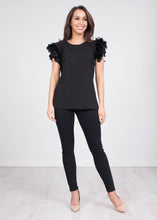 Load image into Gallery viewer, Rita Black Faux Feather Tee - The Walk in Wardrobe