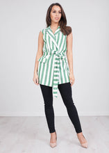 Load image into Gallery viewer, Rita Green Stripe Waistcoat - The Walk in Wardrobe