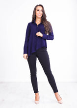 Load image into Gallery viewer, Rita Navy Asymmetric Blouse - The Walk in Wardrobe