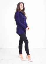 Load image into Gallery viewer, Rita Navy Asymmetric Blouse - The Walk in Wardrobe