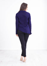 Load image into Gallery viewer, Rita Navy Asymmetric Blouse - The Walk in Wardrobe