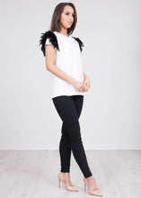 Load image into Gallery viewer, Rita White Faux Feather Tee - The Walk in Wardrobe