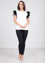 Load image into Gallery viewer, Rita White Faux Feather Tee - The Walk in Wardrobe