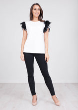Load image into Gallery viewer, Rita White Faux Feather Tee - The Walk in Wardrobe