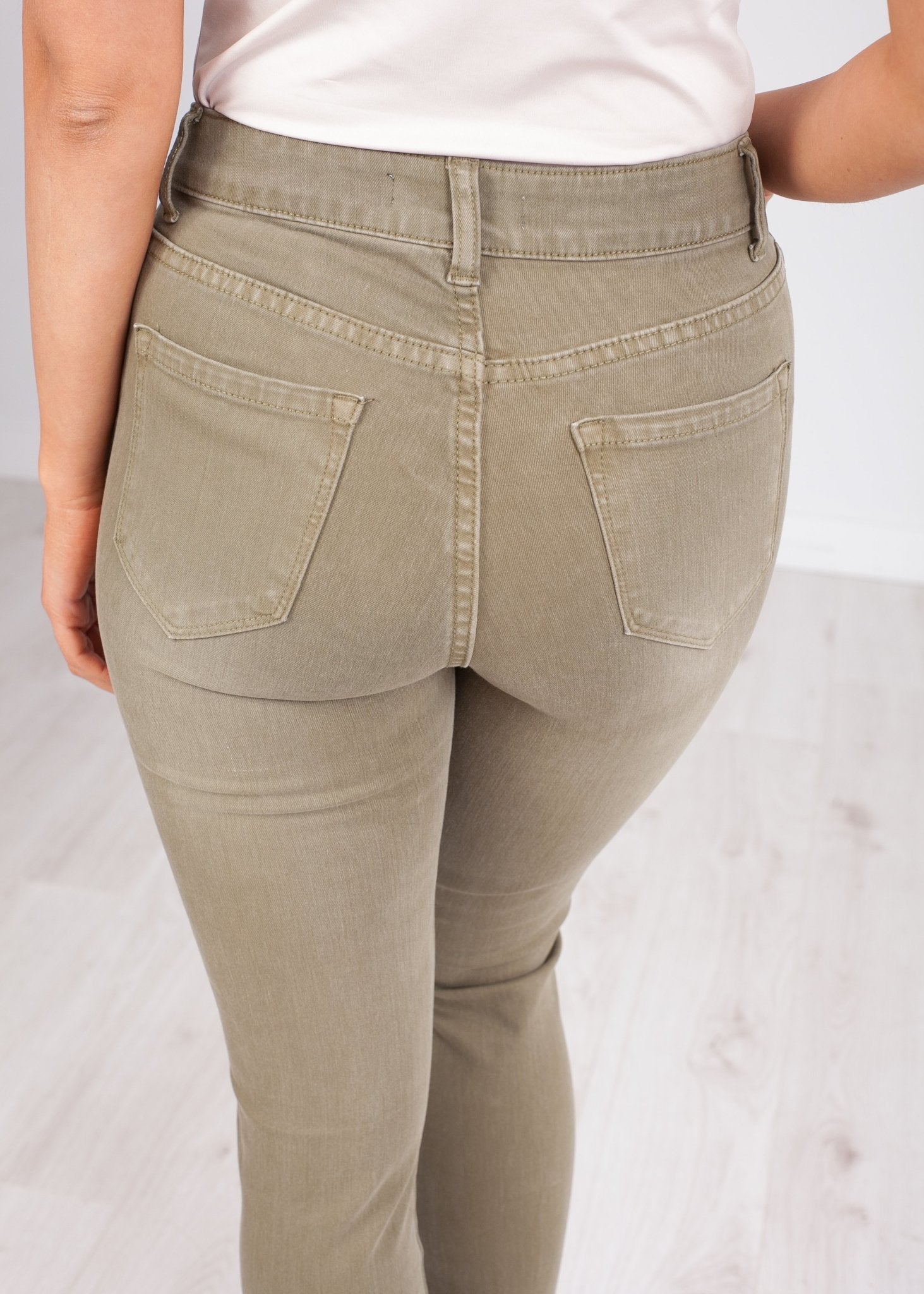 'Rose' Khaki Skinny Jeans - The Walk in Wardrobe