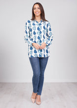 Load image into Gallery viewer, Savannah Blue Printed Blouse - The Walk in Wardrobe