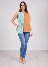 Load image into Gallery viewer, Savannah Mint &amp; Tan Top - The Walk in Wardrobe