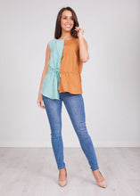 Load image into Gallery viewer, Savannah Mint &amp; Tan Top - The Walk in Wardrobe