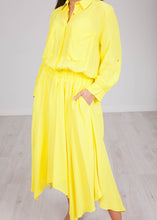 Load image into Gallery viewer, Savannah Yellow Dip Hem Dress - The Walk in Wardrobe