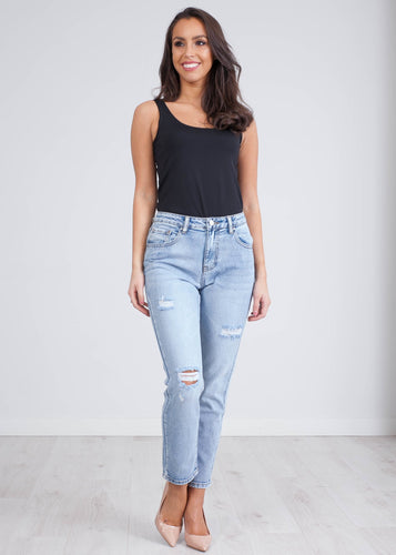 'Sirenna' Mom Distressed Mom Jeans - The Walk in Wardrobe