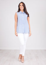 Load image into Gallery viewer, Sissy Blue Stripe Sleeveless Blouse - The Walk in Wardrobe