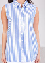 Load image into Gallery viewer, Sissy Blue Stripe Sleeveless Blouse - The Walk in Wardrobe