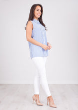 Load image into Gallery viewer, Sissy Blue Stripe Sleeveless Blouse - The Walk in Wardrobe