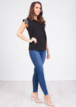 Load image into Gallery viewer, Sophia Black Tee With Sleeve Detail - The Walk in Wardrobe