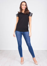 Load image into Gallery viewer, Sophia Black Tee With Sleeve Detail - The Walk in Wardrobe