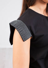 Load image into Gallery viewer, Sophia Black Tee With Sleeve Detail - The Walk in Wardrobe