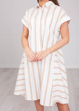 Load image into Gallery viewer, Sophia Cream &amp; Tan Hi-Low Dress - The Walk in Wardrobe