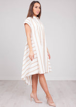 Load image into Gallery viewer, Sophia Cream &amp; Tan Hi-Low Dress - The Walk in Wardrobe