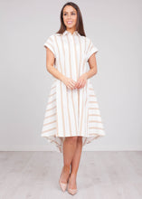 Load image into Gallery viewer, Sophia Cream &amp; Tan Hi-Low Dress - The Walk in Wardrobe