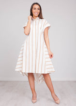 Load image into Gallery viewer, Sophia Cream &amp; Tan Hi-Low Dress - The Walk in Wardrobe