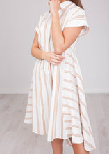 Load image into Gallery viewer, Sophia Cream &amp; Tan Hi-Low Dress - The Walk in Wardrobe